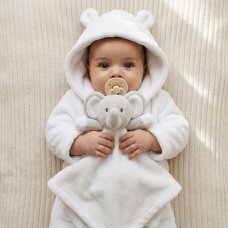 19C197: Baby Novelty Elephant Comforter-White